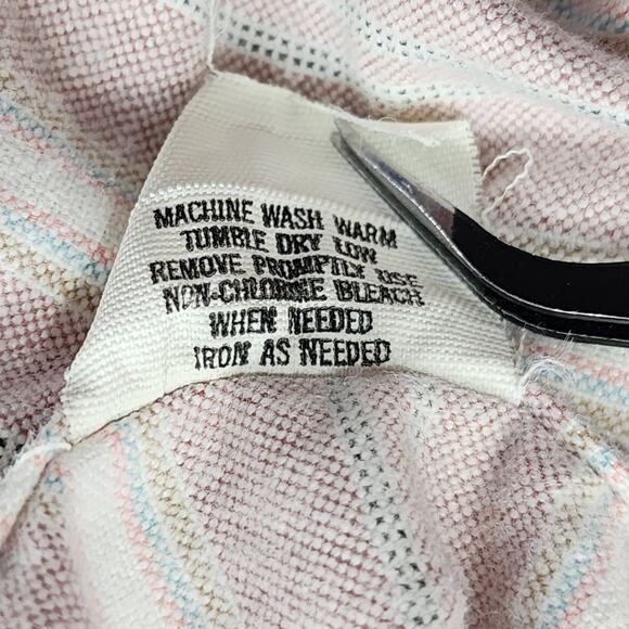 Vintage LL Bean Shirt Womens 14 Pink Striped Flannel Single Needle Tailoring - Picture 5 of 8